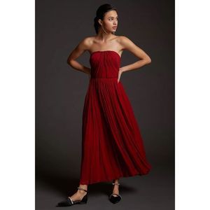 Anthropologie Red Strapless Sundress Maxi